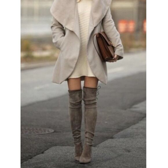 Marc Fisher Humor2 Over The Knee Boots Taupe Faux Suede Size 9.5 W - Picture 1 of 13